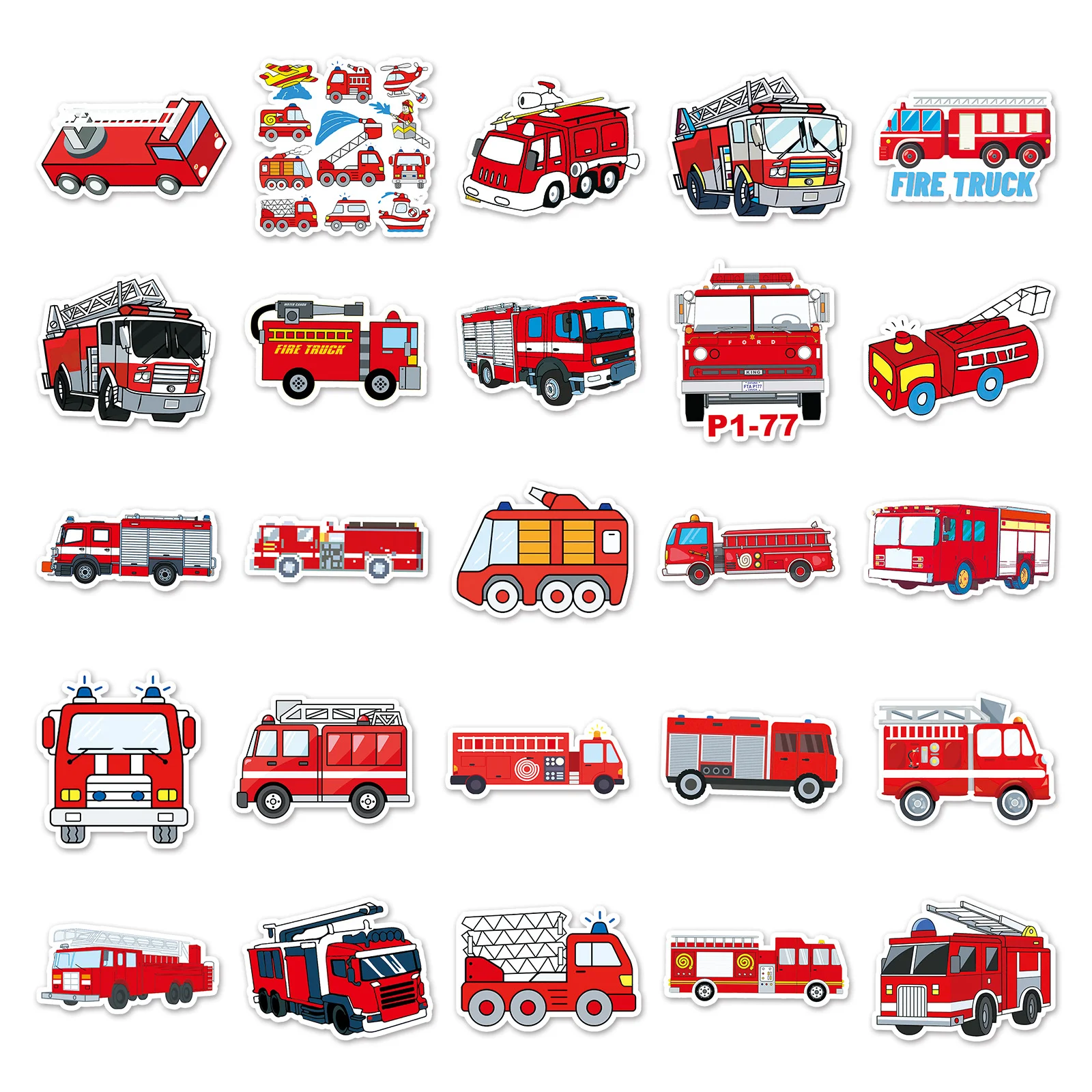 50PCS Fire Truck Vinyl Sticker - đánh giá và giá Laptop Original Accessories