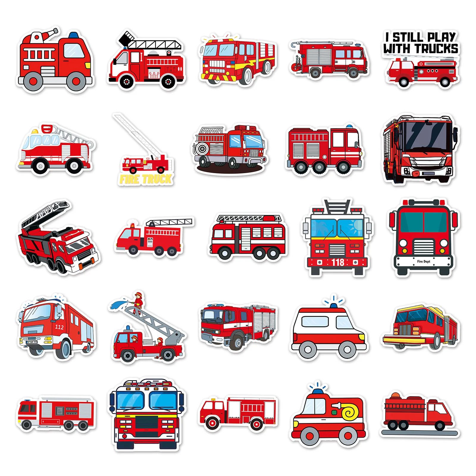 50PCS Fire Truck Vinyl Sticker - đánh giá và giá Laptop Original Accessories