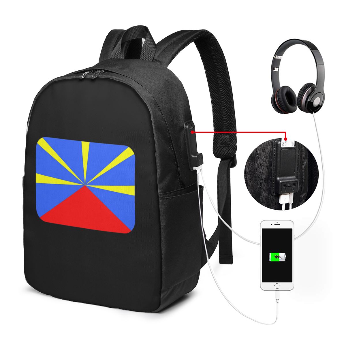 974 Reunion Island Flag Backpa - đánh giá và giá Laptop Bag